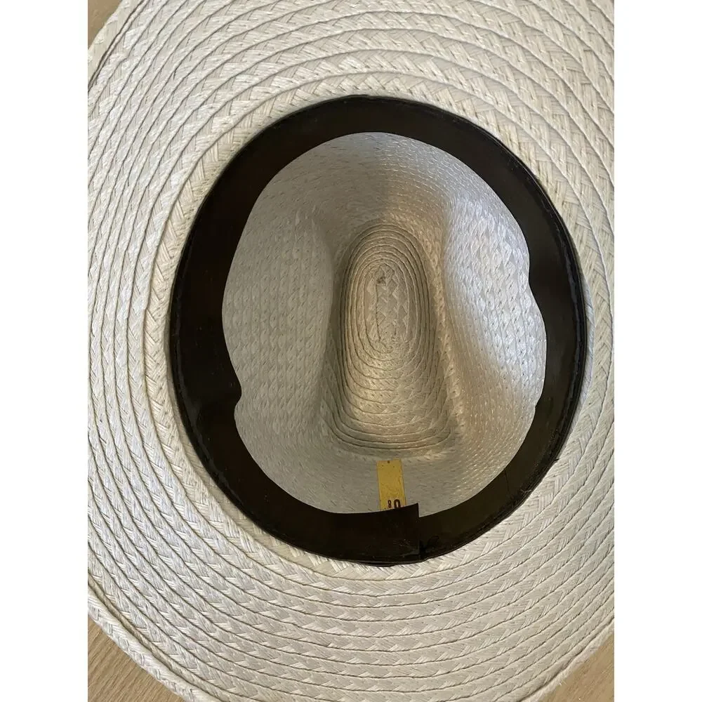 Western Straw Cowboy Hat Sz 6 7/8 Feather Hatband Country Ranch‎ Apache